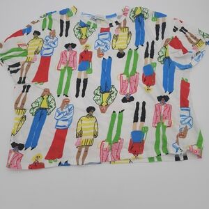 Zara Groovy Colorful Women Print Bold Bright Crop T-Shirt Small